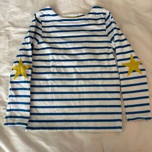 Mini Bowden - Striped Blue & White Kids Shirt with Yellow Star Accents size 5-6